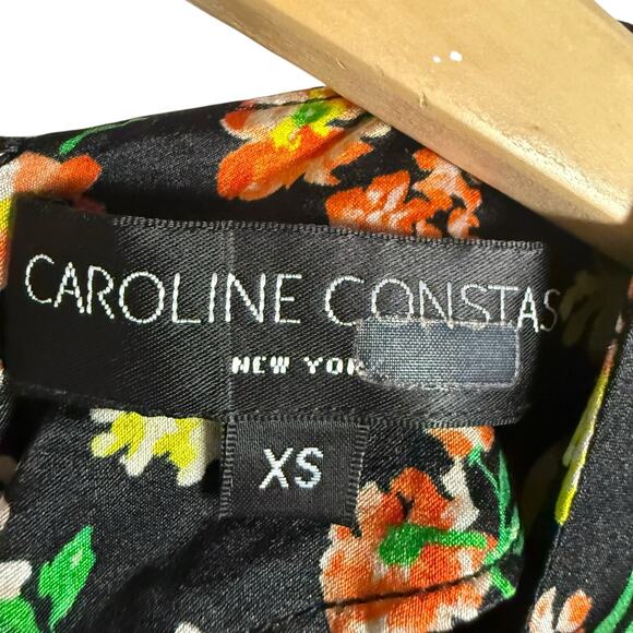 Caroline Constas Allonia Black Multicolor Floral Long Sleeve Trumpet Gown 0 - Picture 9 of 14